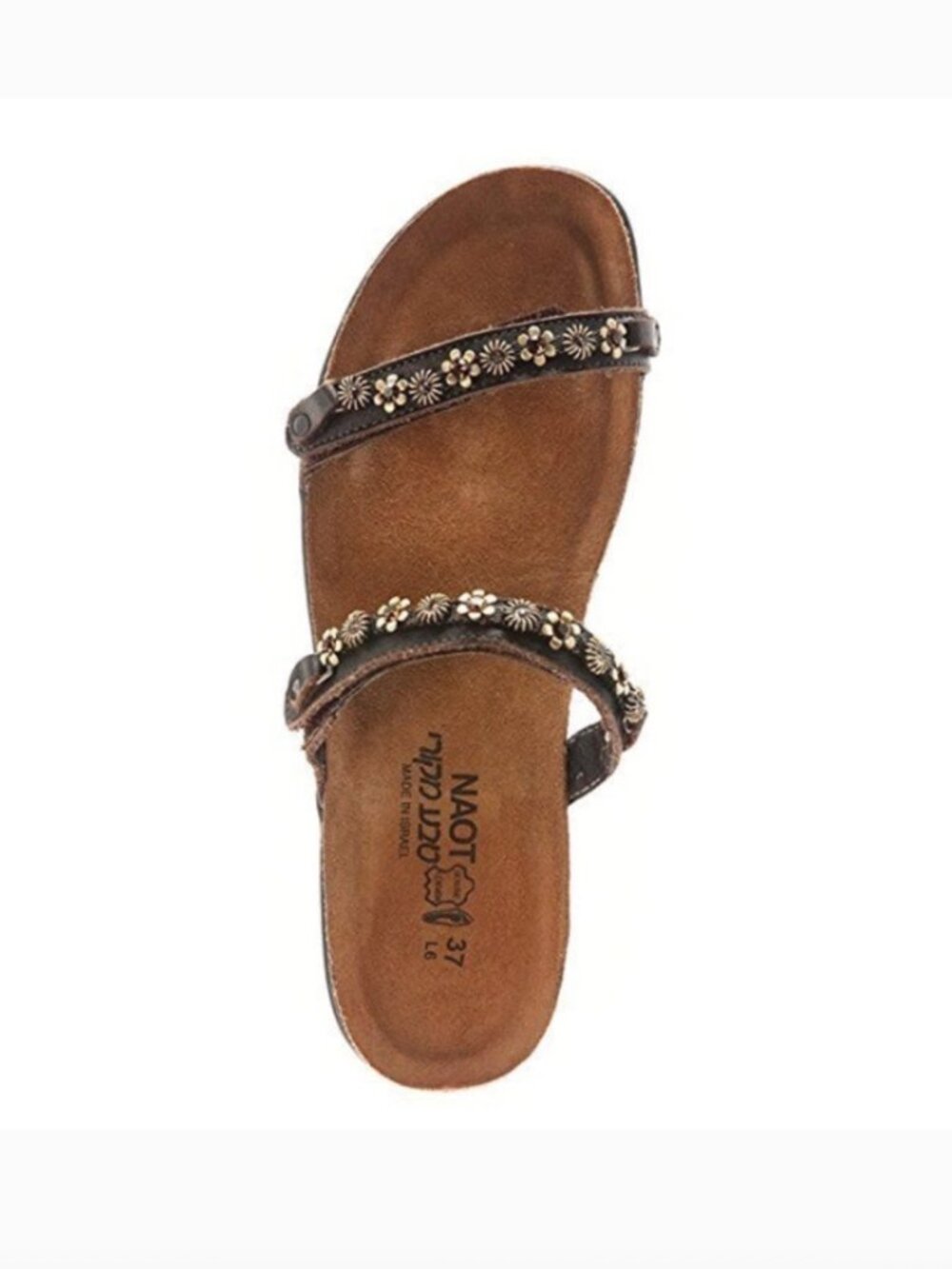 Naot Mona Leather Floral Jeweled Sandals- Black - Picture 2 of 14